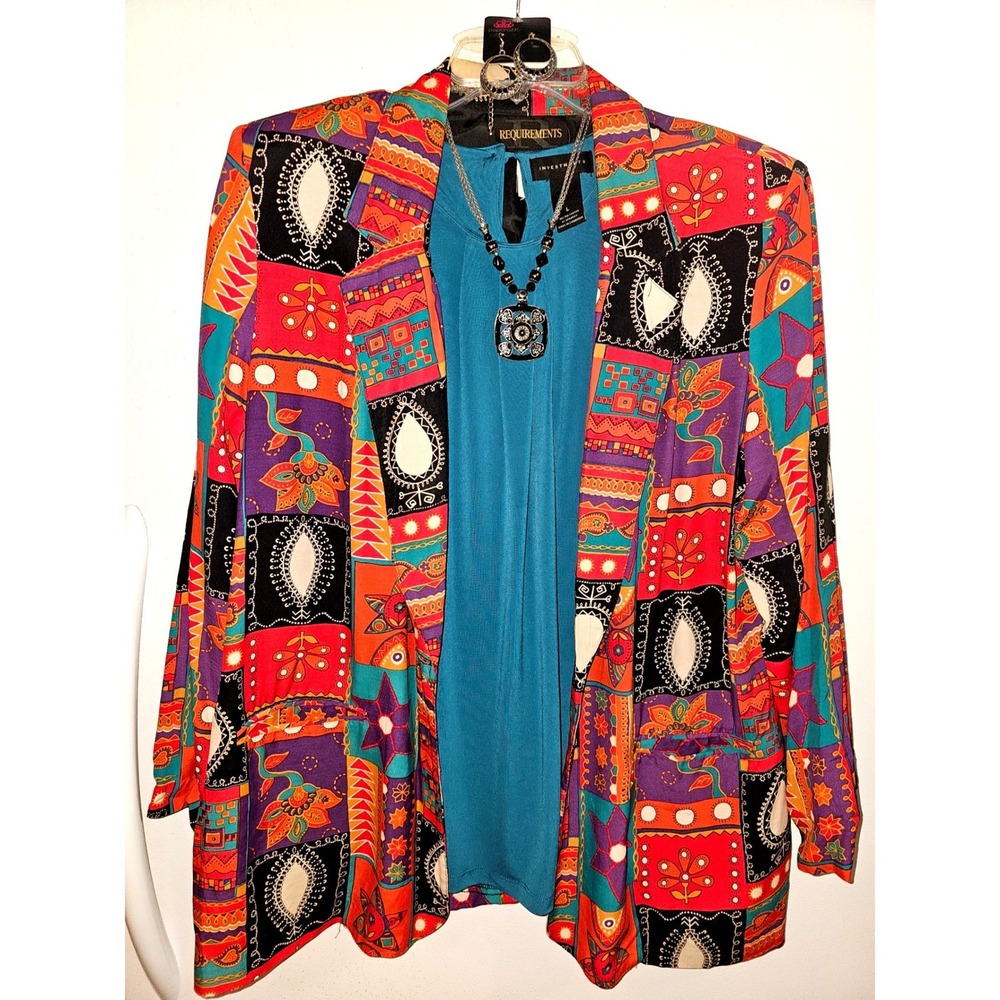 Requirements Vintage Patchwork Blazer & Investments Teal Top IncludesJewelry Set